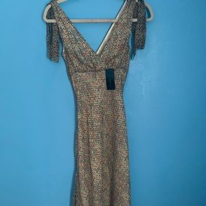 BCBG Silk Dress Ties on Shoulders V Front Back NWT